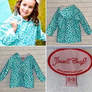 Powellcraft UK $57 Little Girls Terry Lined Turquoise Daisy Print Raincoat 2-3